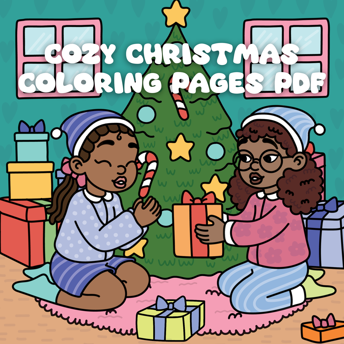 Cozy Christmas Printable Coloring Pages Digital PDF