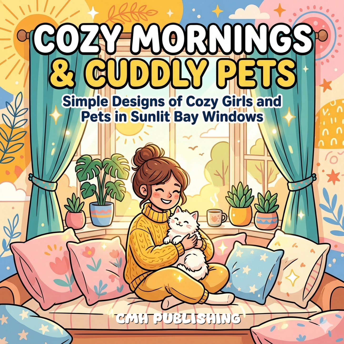 Cozy Mornings & Cuddly Pets: Bold & Easy Coloring Book Digital PDF