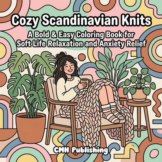 Cozy Chunky Knit Coloring Book: Relaxing Hygge Designs with Ultra-Thick Lines, Digital PDF