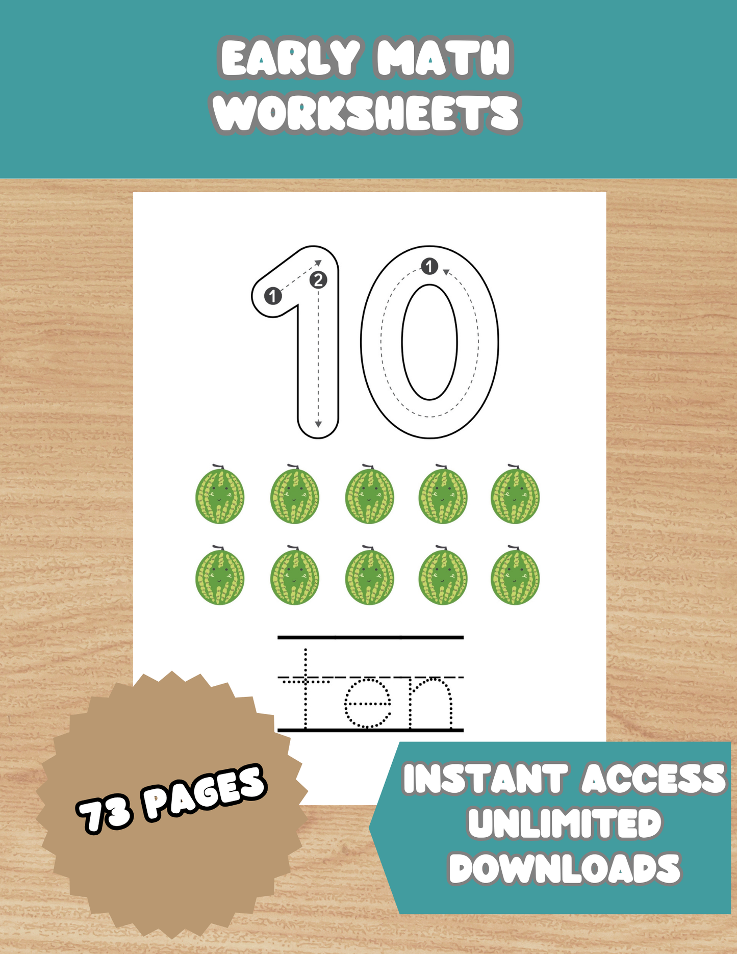 Math Worksheets, Kindergarten Math, First Grade Math, Instant PDF Download