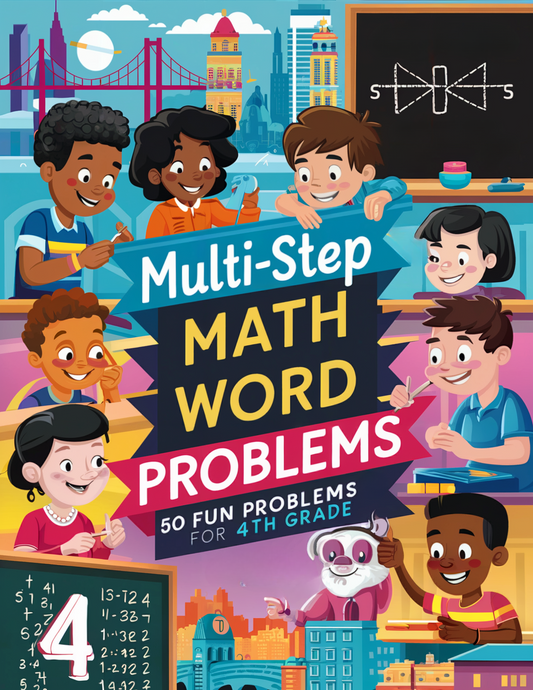 51 Math Word Problems Worksheets 4th Grade with Answer Key | Addition Subtraction Multiplication Division | Instant Download Printable PDF