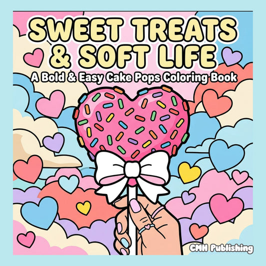 Cover of 'Sweet Treats and Soft Life Coloring Book for Adults' — printable digital PDF coloring book by CMH Publishing