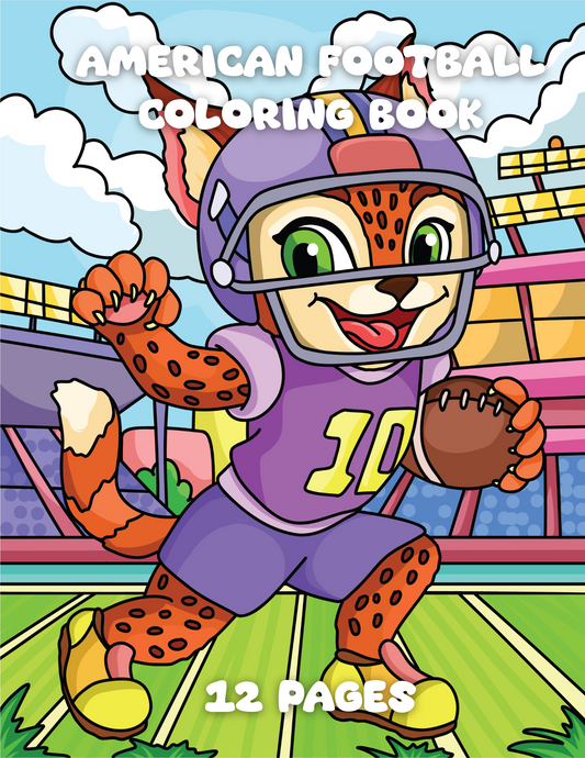 American Football Coloring Book PDF | 12 Printable Pages for Kids & Teens Digital Download