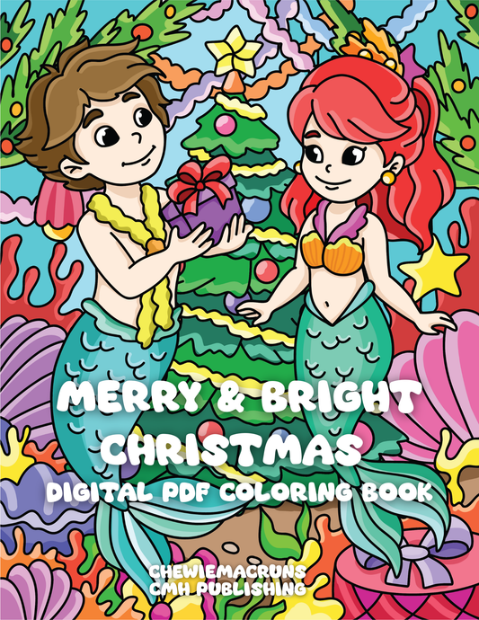 Merry & Bright Christmas Digital PDF Coloring Book
