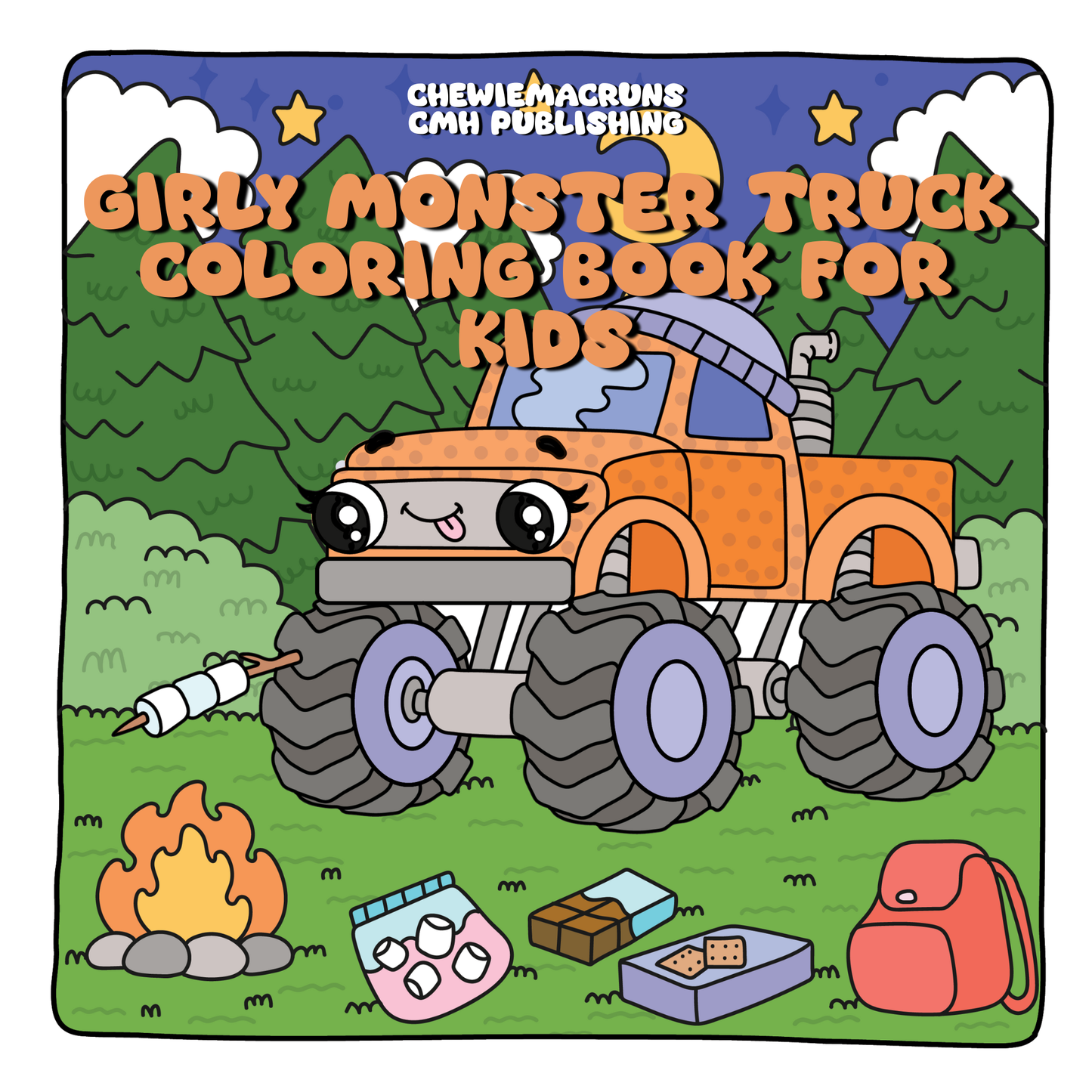 Girly Monster Truck Coloring Book for Kids, PDF