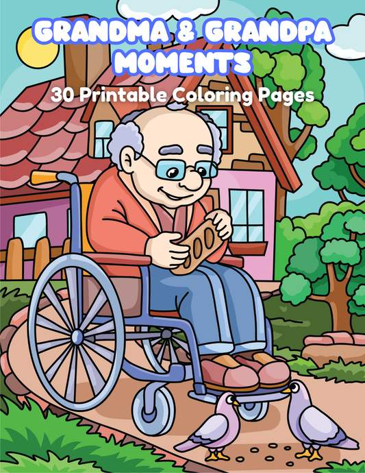 Grandma & Grandpa Moments, 30 Printable Coloring Pages (Digital)