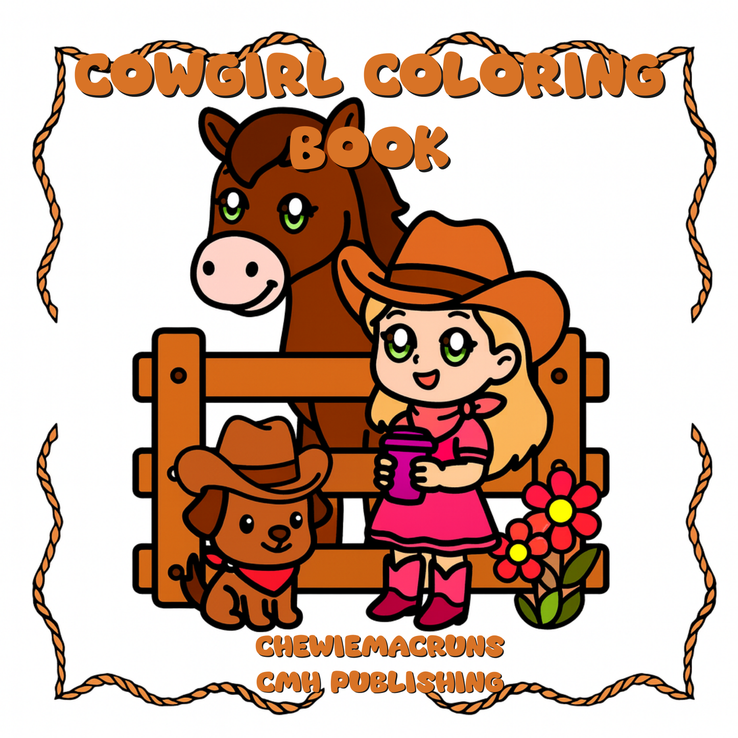 Cowgirl Coloring Book for Kids, PDF Printable
