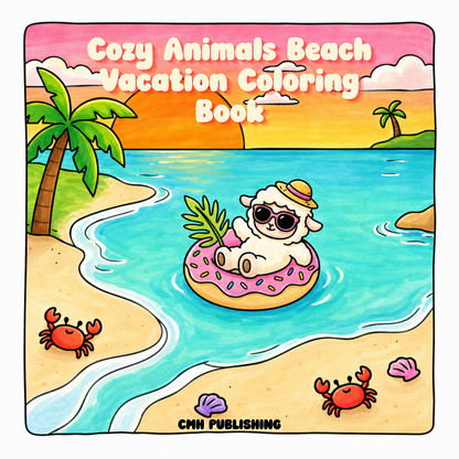Cozy Animals Beach Vacation Coloring Book