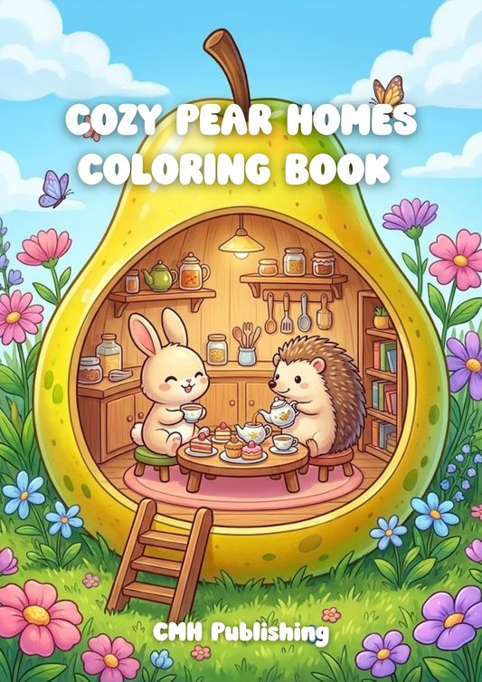 Cozy Pear Homes Coloring Book (Printable PDF), 58 Cute Cottagecore Animal Pages for Relaxing Coloring | Instant Download