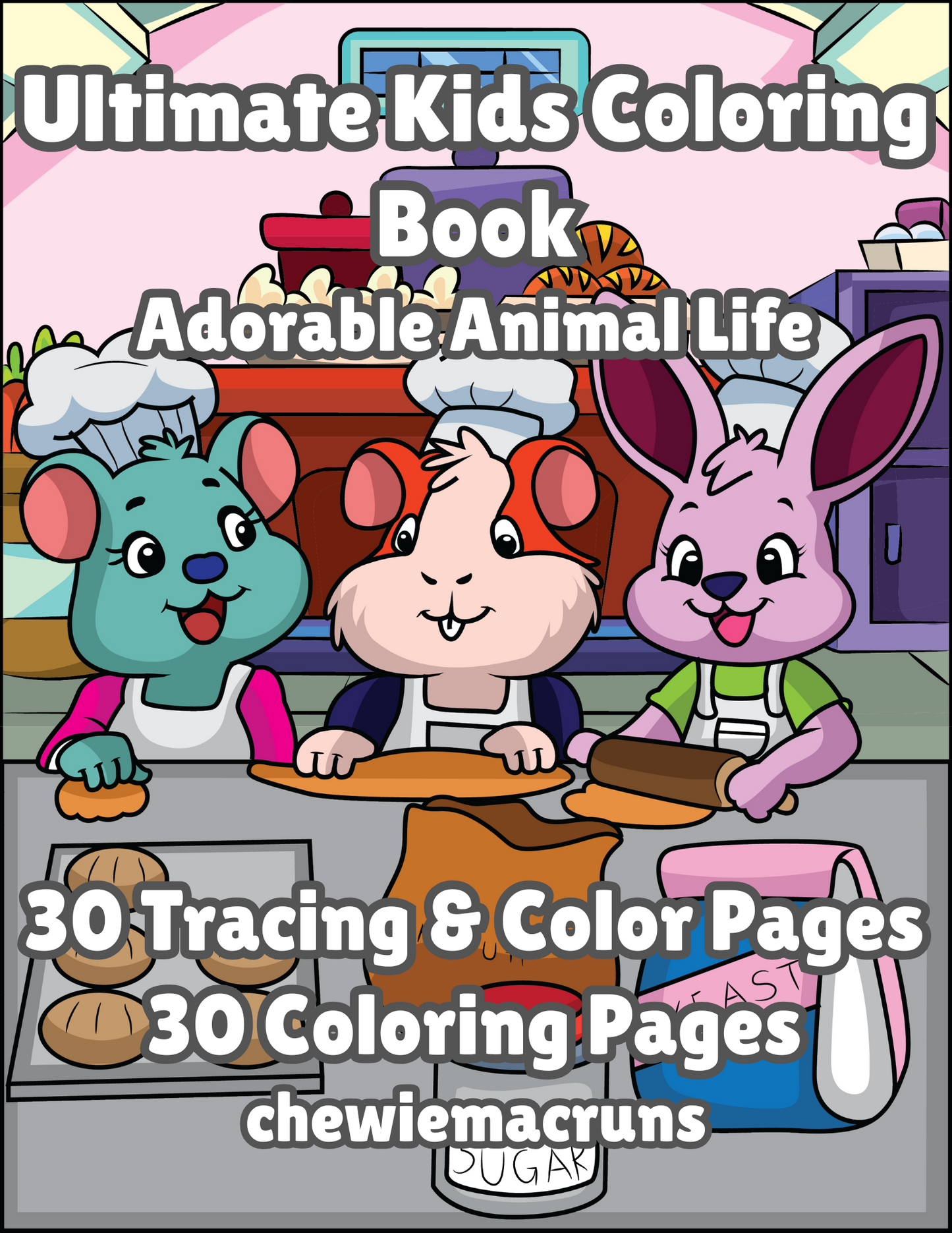 Ultimate Kids Coloring Activity Book for Kids | 60 Simple HandDrawn Pages Adorable Animals Trace and Color | Printable PDF Digital Download