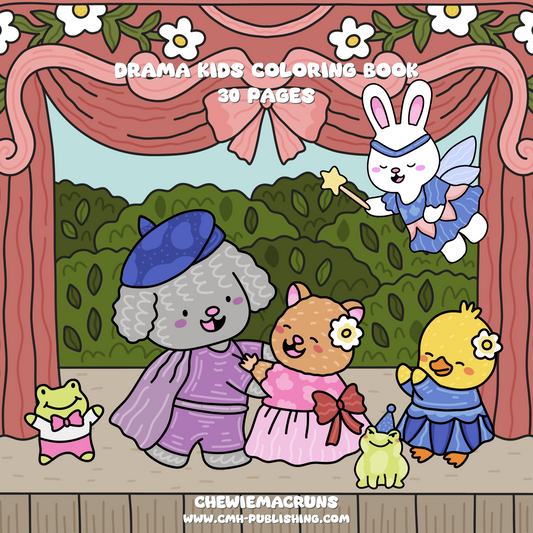 Drama Kids Coloring Book, 30 Coloring Sheets Hand Drawn