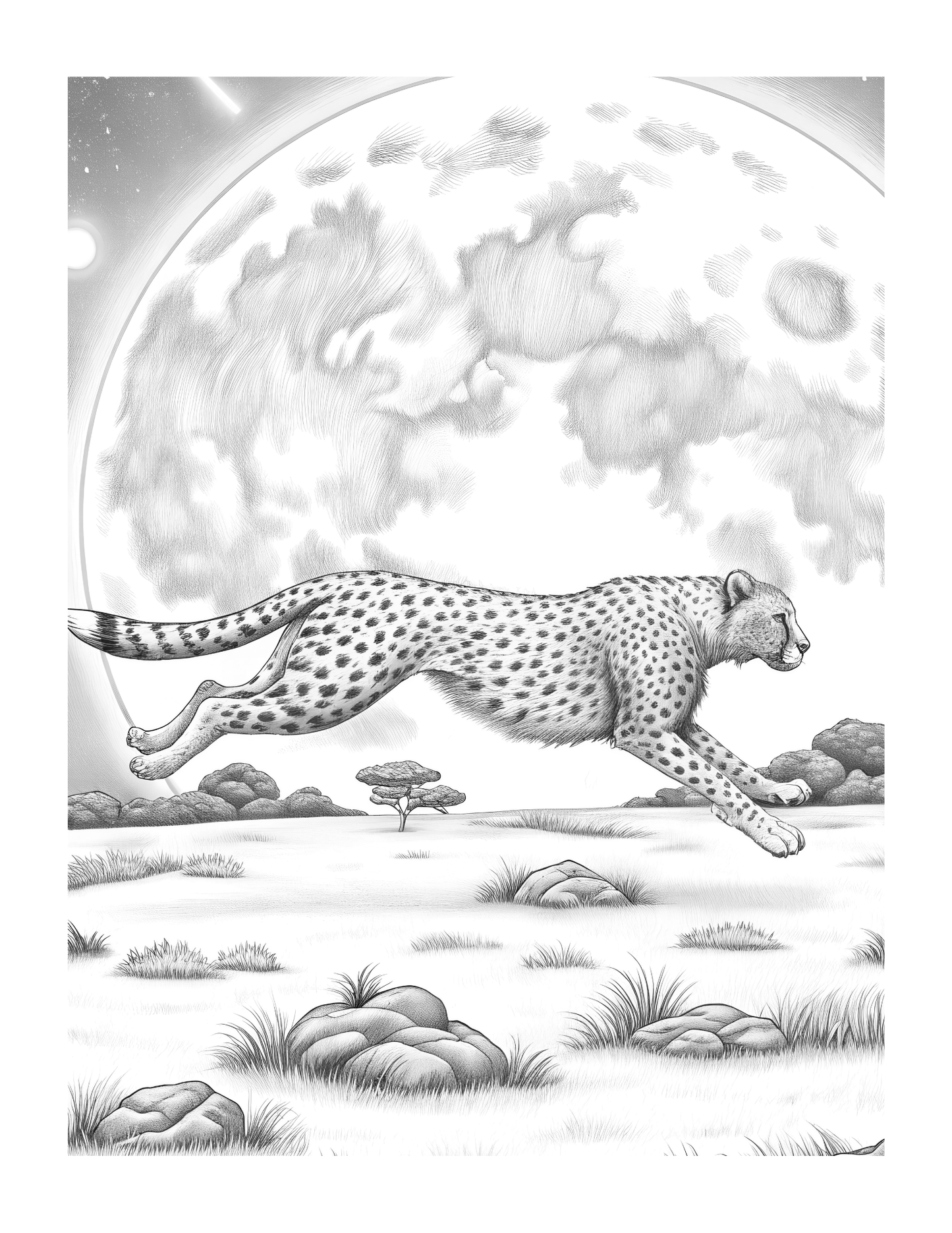 Predators at Night: Grayscale PDF Coloring for Teens & Adults