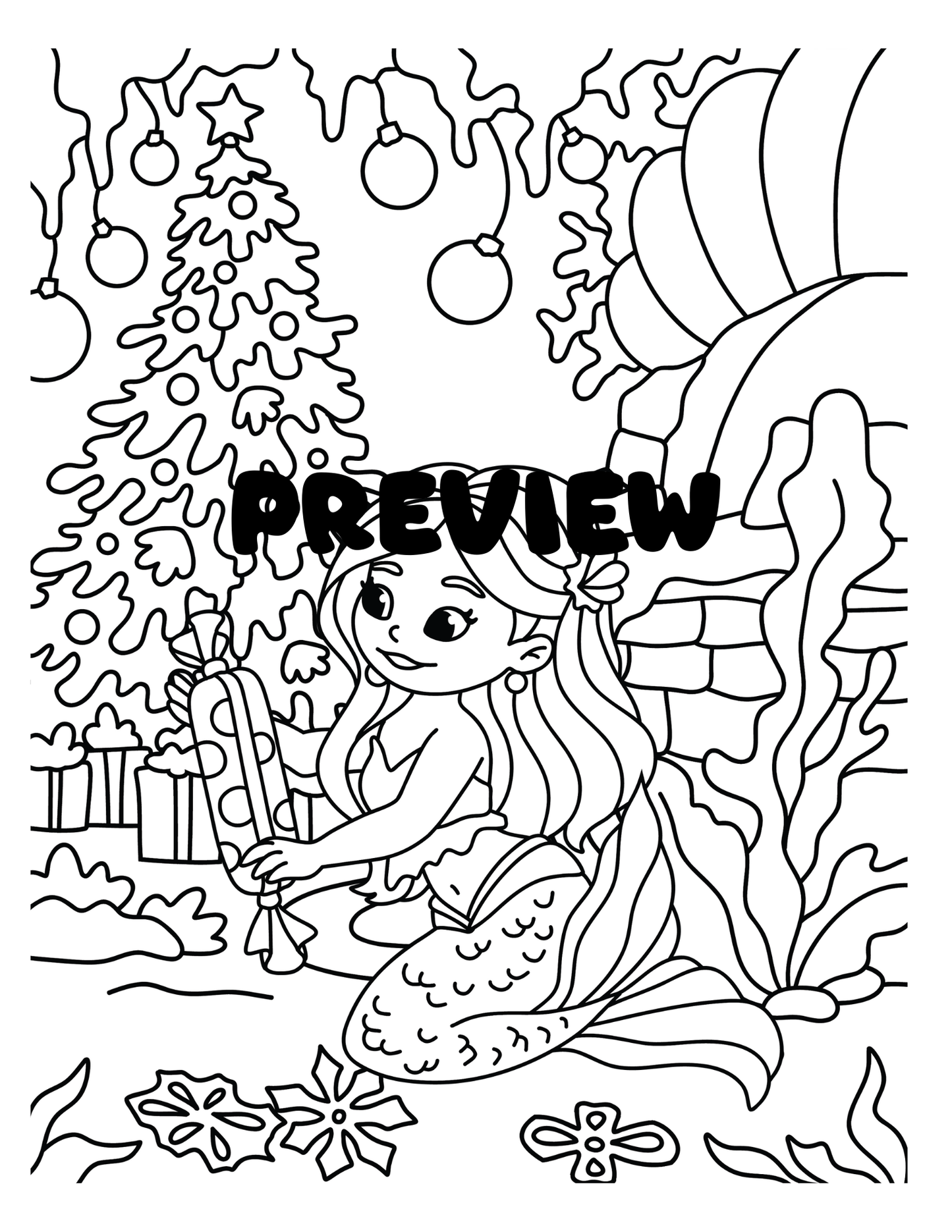 Merry & Bright Christmas Digital PDF Coloring Book