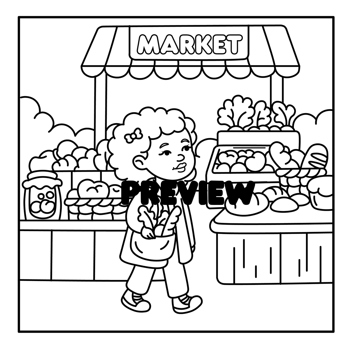 Cozy Black Girl Magical Moments Digital PDF Coloring Book