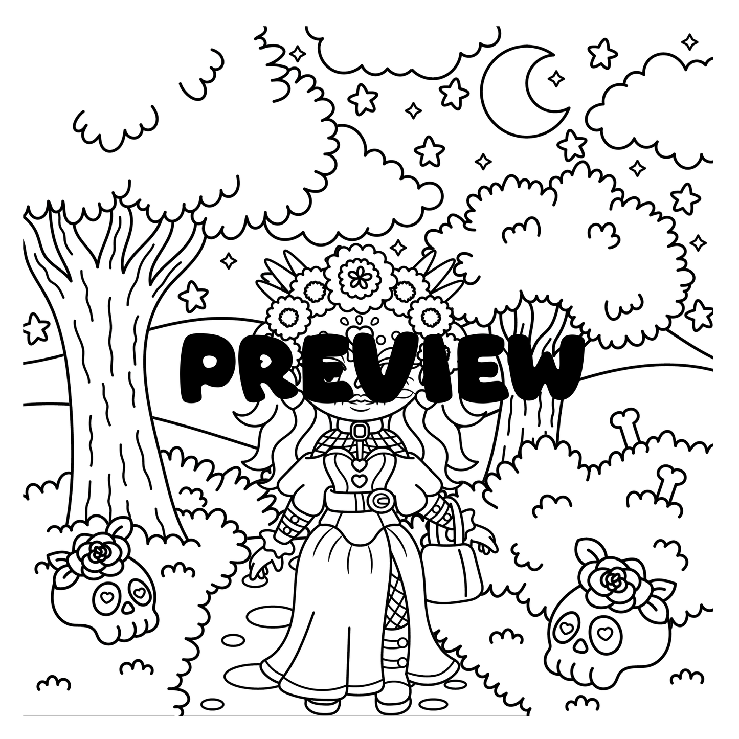 Day of the Dead Digital Coloring Pages PDF