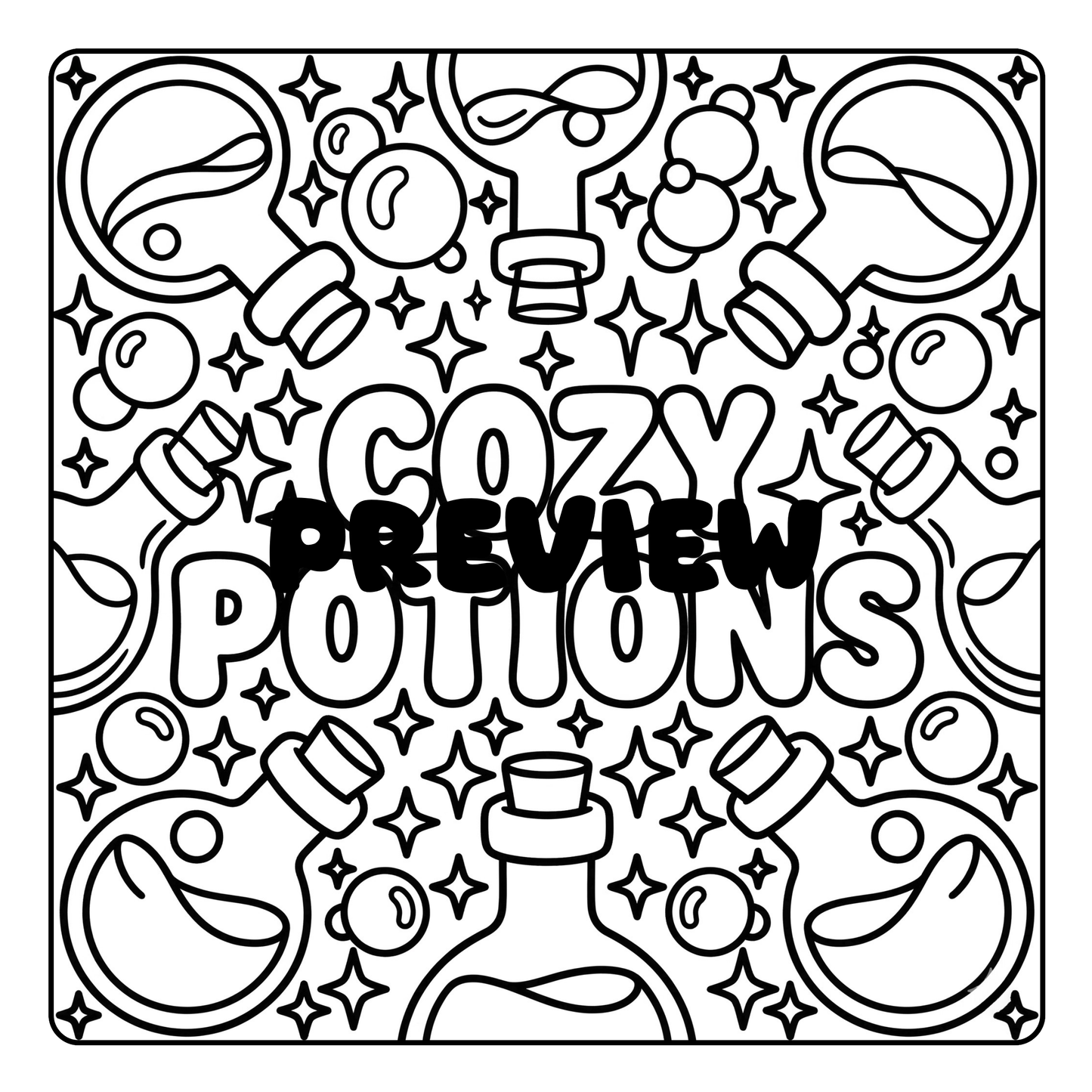 Interior preview pages from 'Cozy Cauldron & Potions A Bold and Easy Coloring Book' — adult coloring book by CMH Publishing