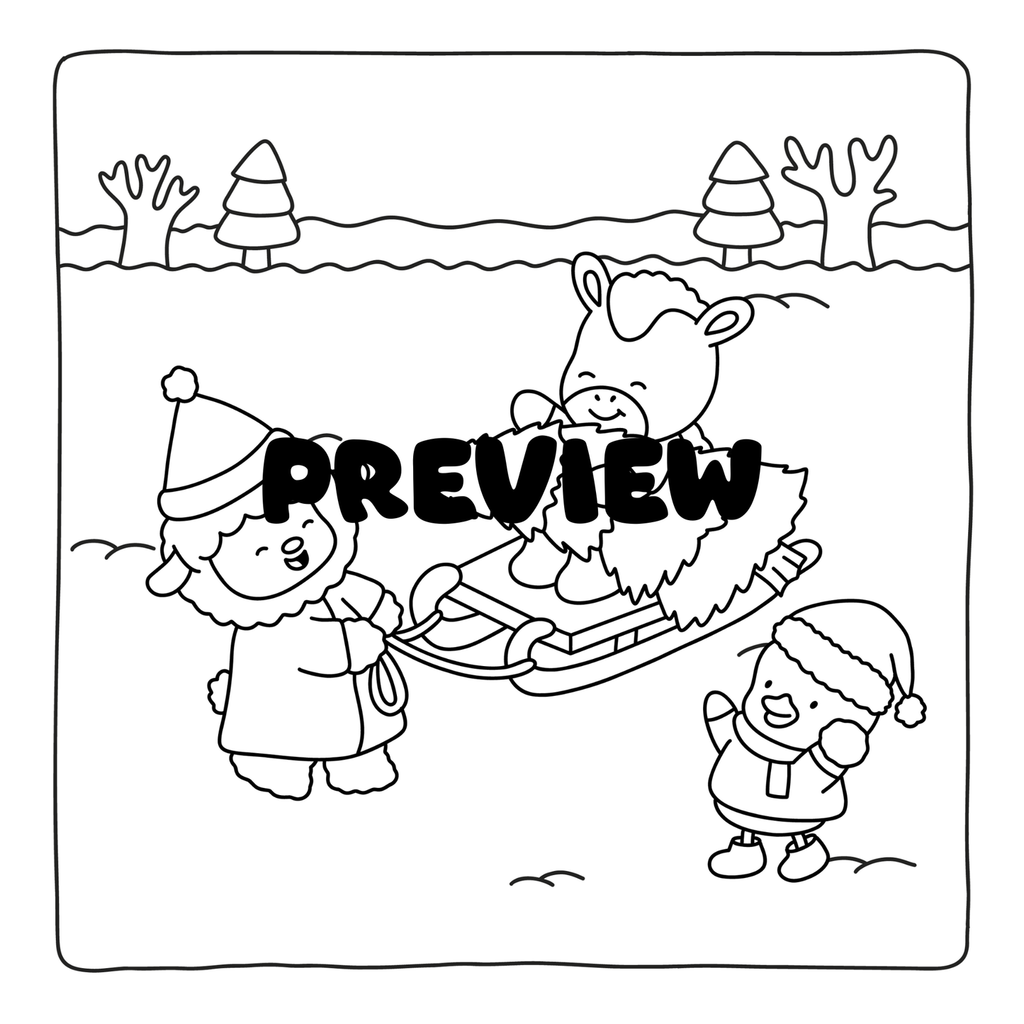 Cozy Christmas Animal Friends Coloring Book Digital PDF