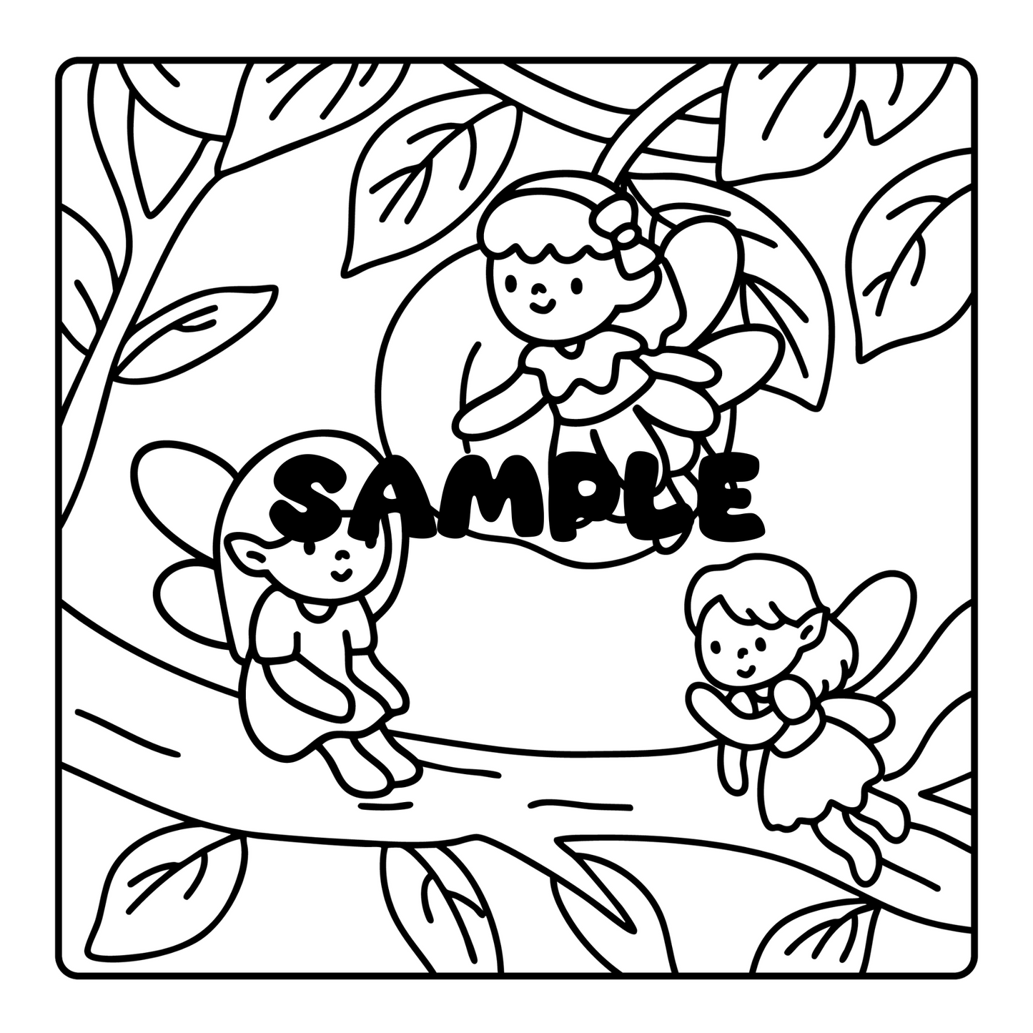 Cozy Fairy Coloring Book, 15 Hand-Drawn Printable Pages, PDF