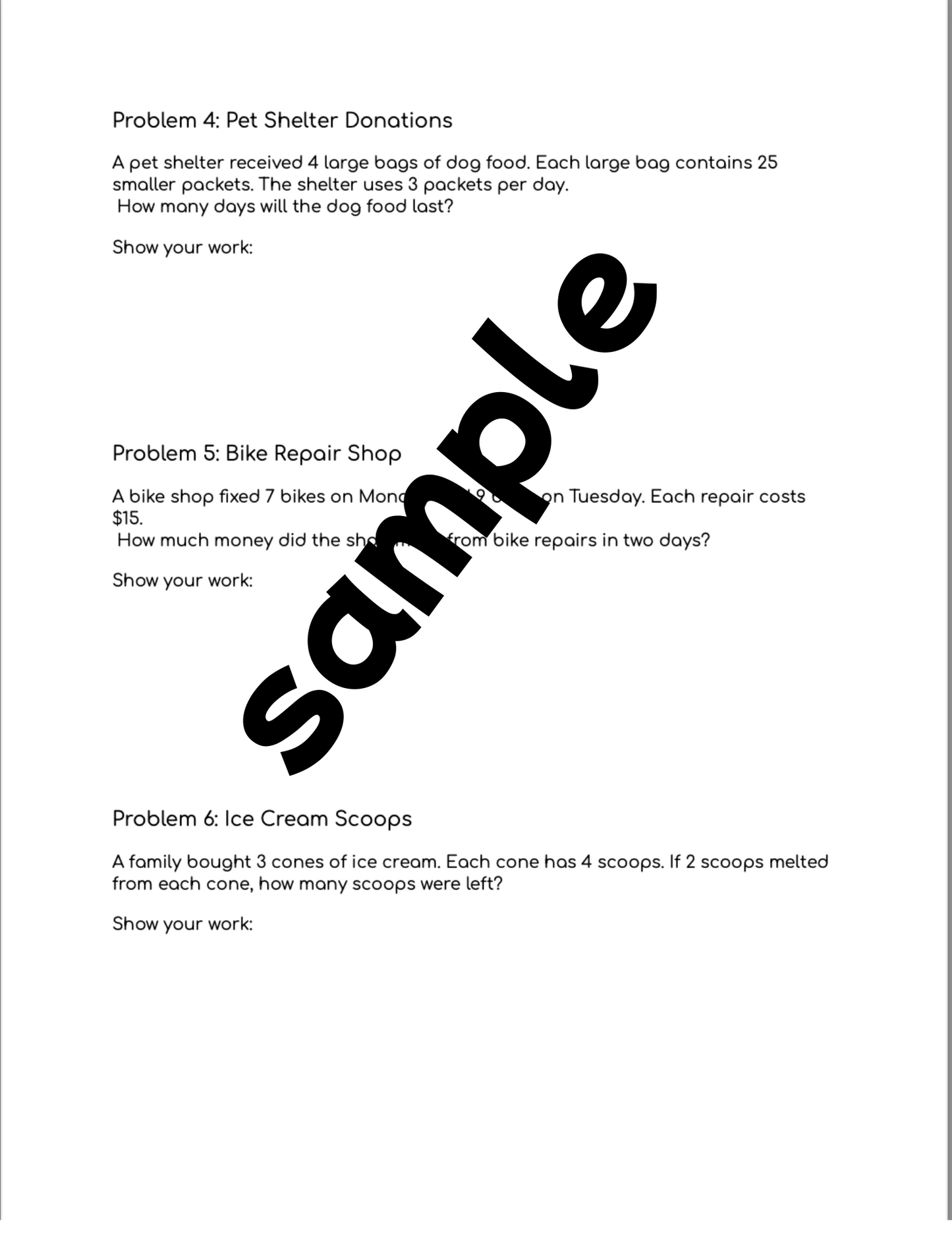 51 Math Word Problems Worksheets 4th Grade with Answer Key | Addition Subtraction Multiplication Division | Instant Download Printable PDF