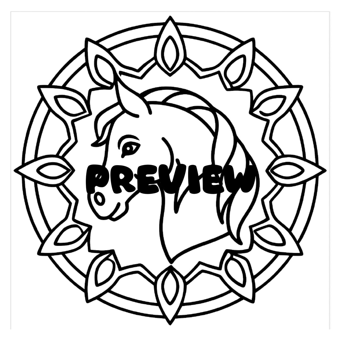 Horse Mandala Coloring Book for Kids & Teens, Printable PDF