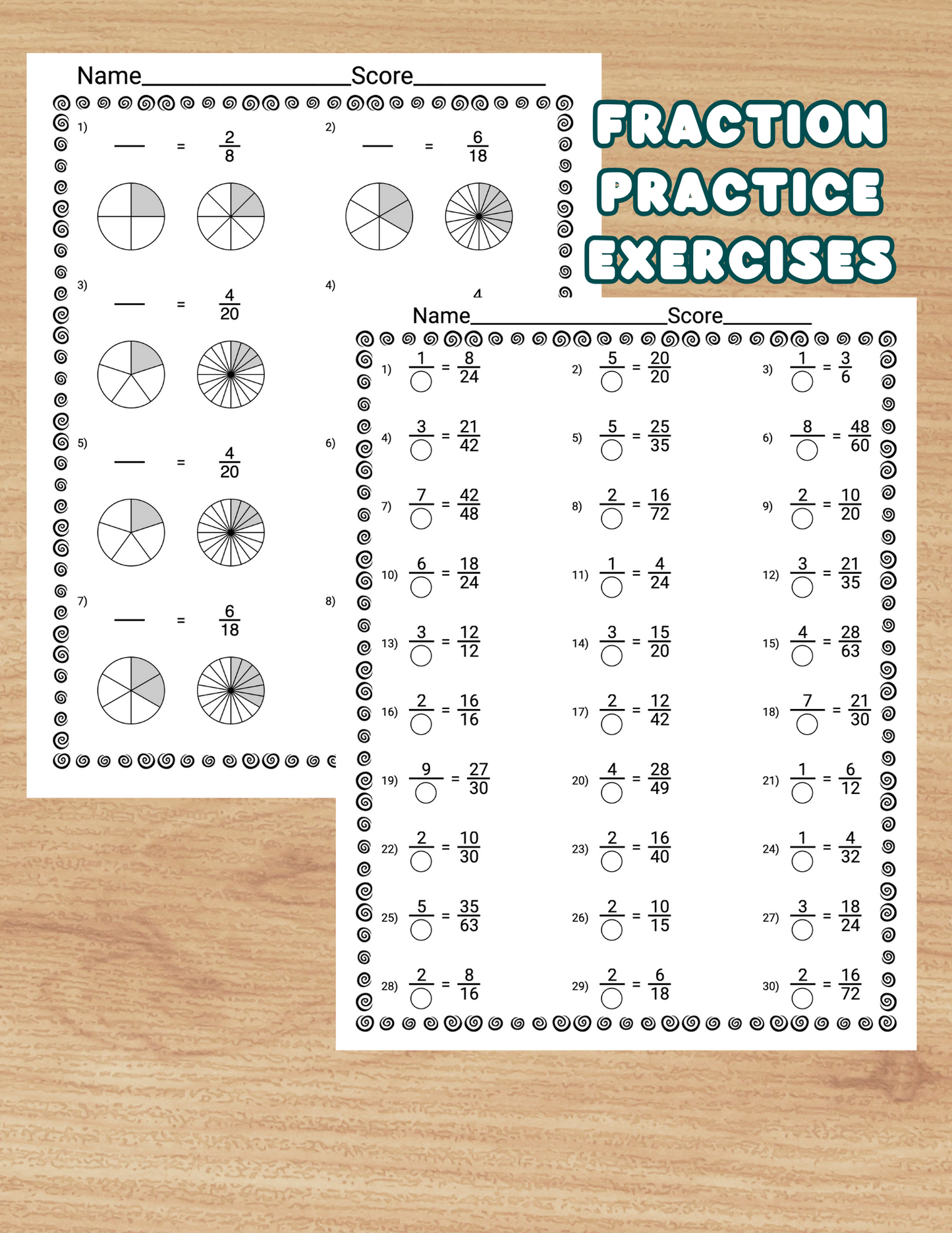 Equivalent Fractions Visual Practice Worksheets Grades 3-4, 4th 5th Grade Math Printable Fractions Addition Math Pages Fraction Drills