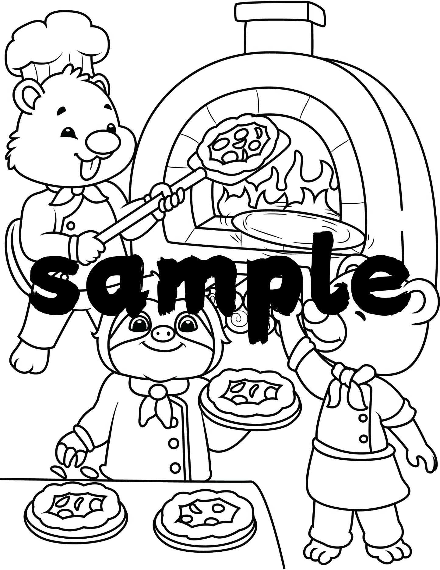 Baking Friends Kids Coloring Book | 15 Fun Coloring Pages of Friends Baking | Printable PDF Instant Download