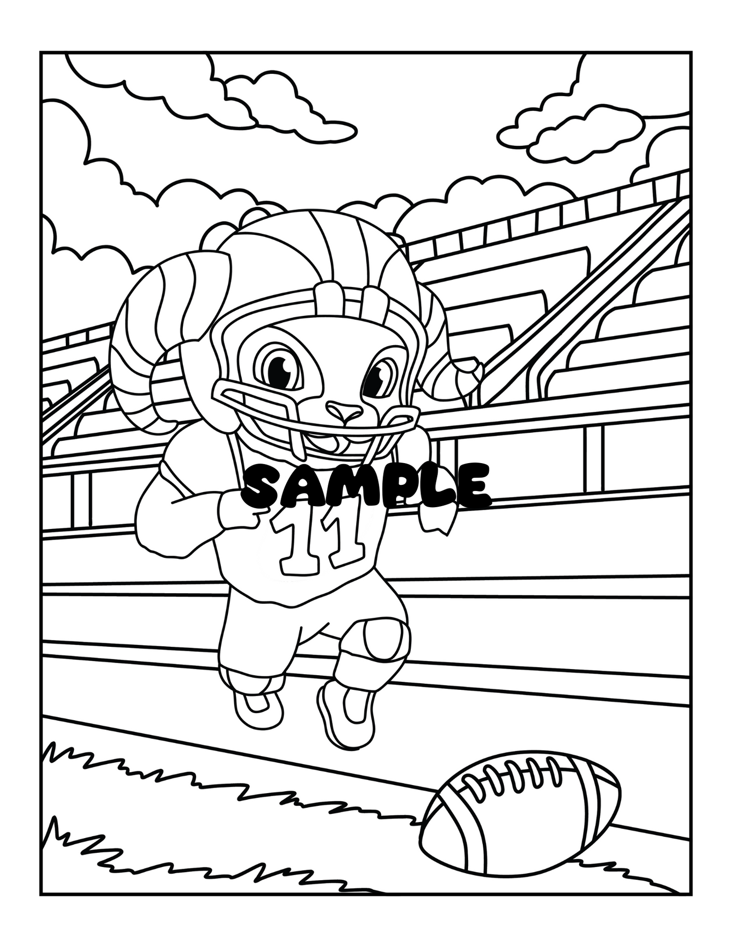 American Football Coloring Book PDF | 12 Printable Pages for Kids & Teens Digital Download