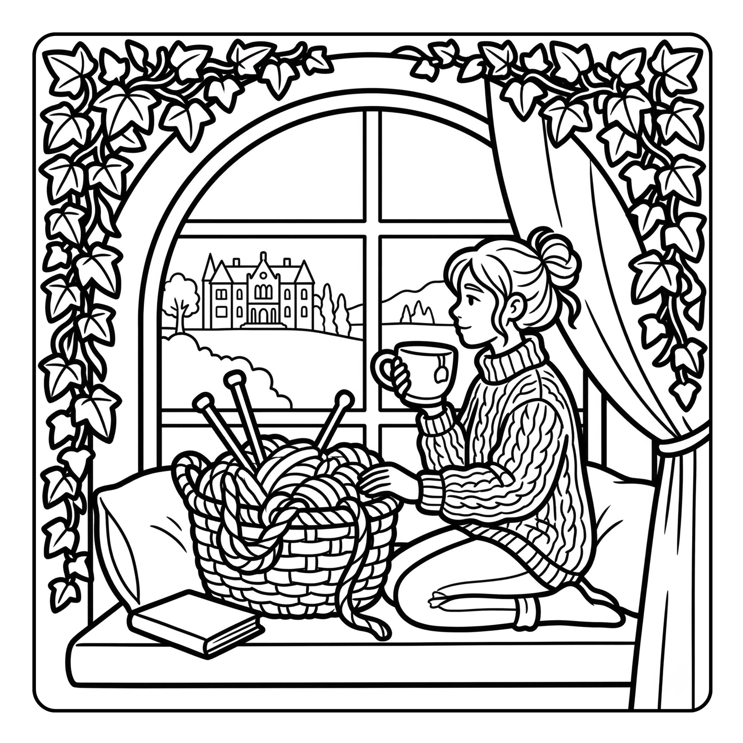Cozy Sisters & Chunky Knits: Bold & Easy Little Women Inspired PDF Coloring Book