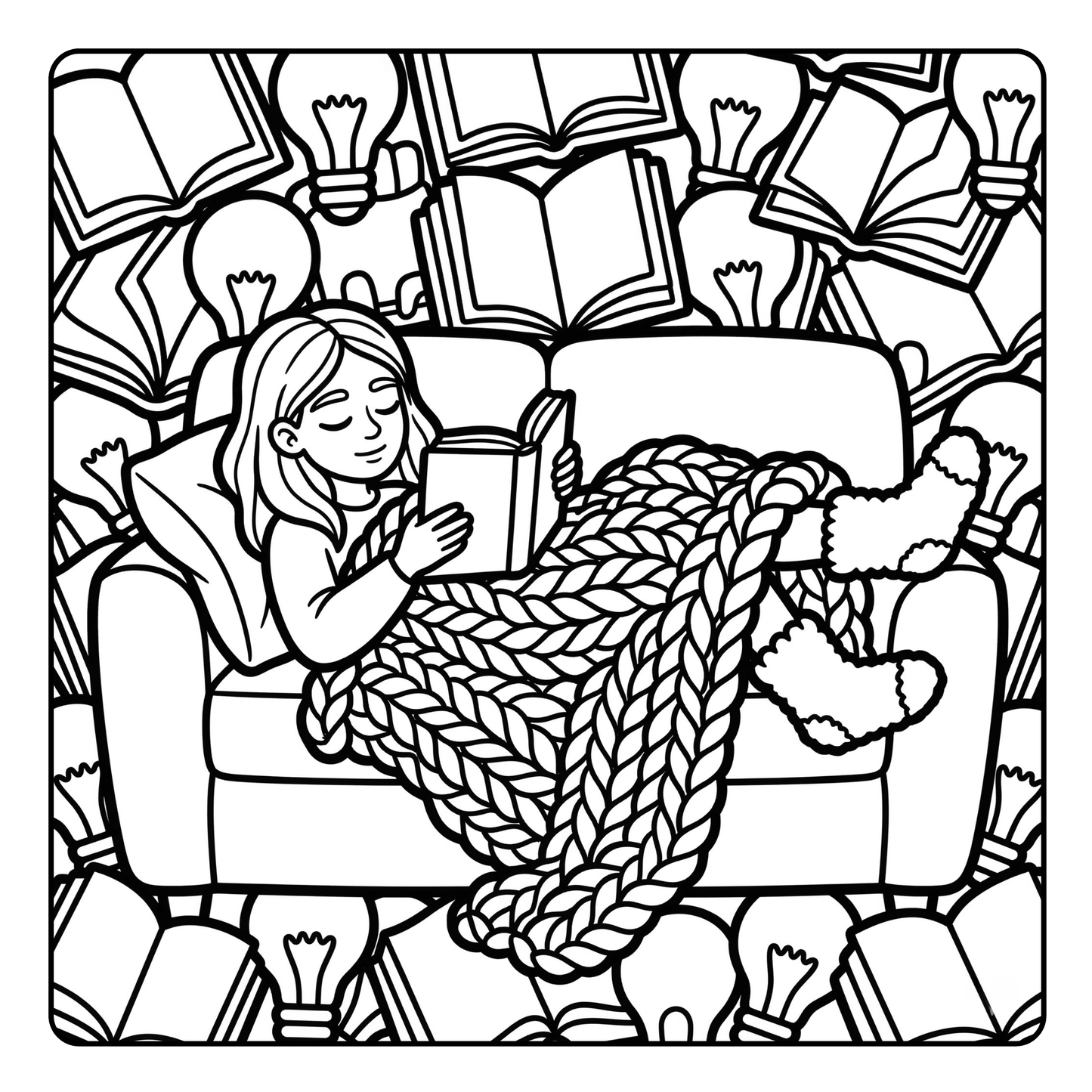 Cozy Chunky Knit Coloring Book: Relaxing Hygge Designs with Ultra-Thick Lines, Digital PDF