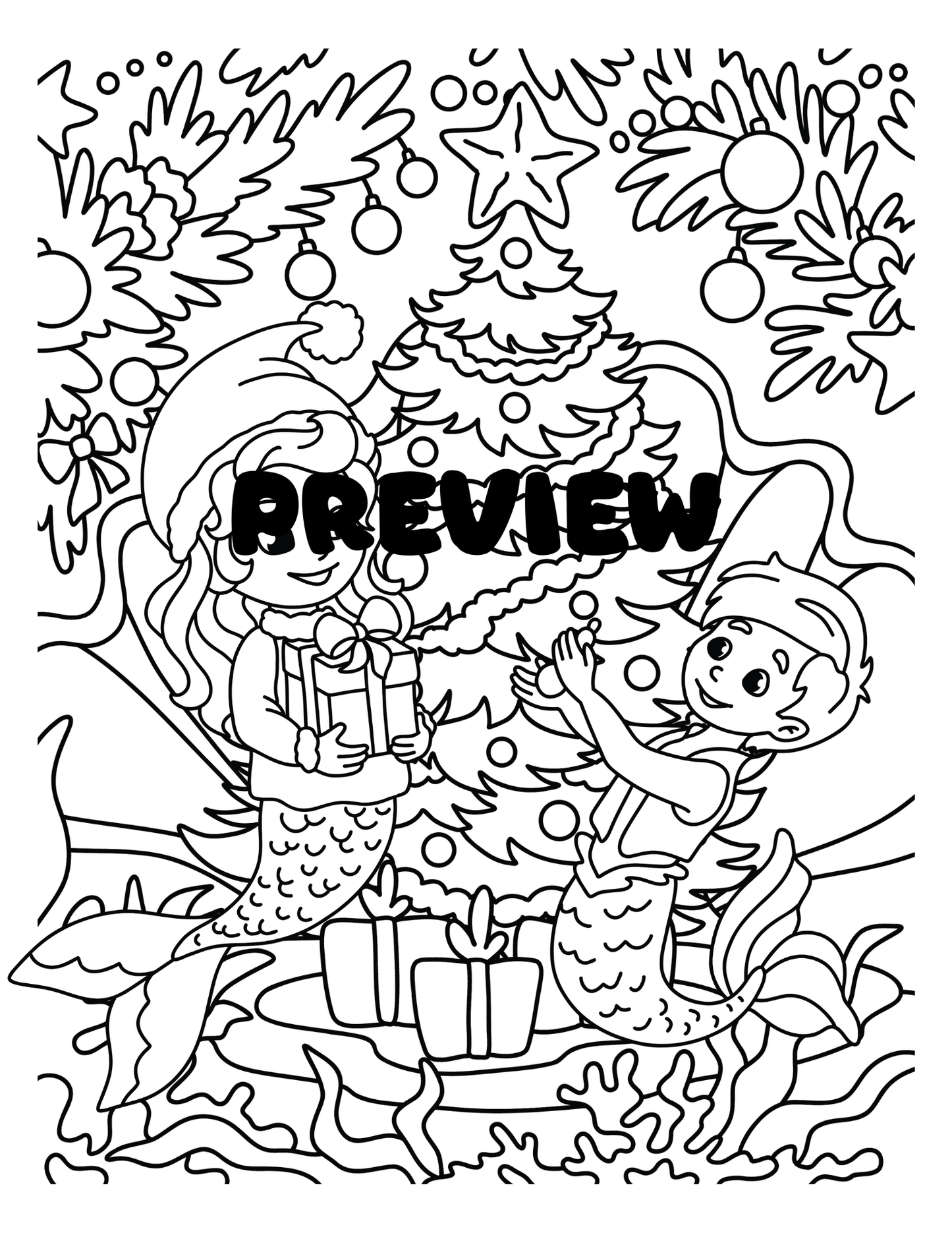 Merry & Bright Christmas Digital PDF Coloring Book
