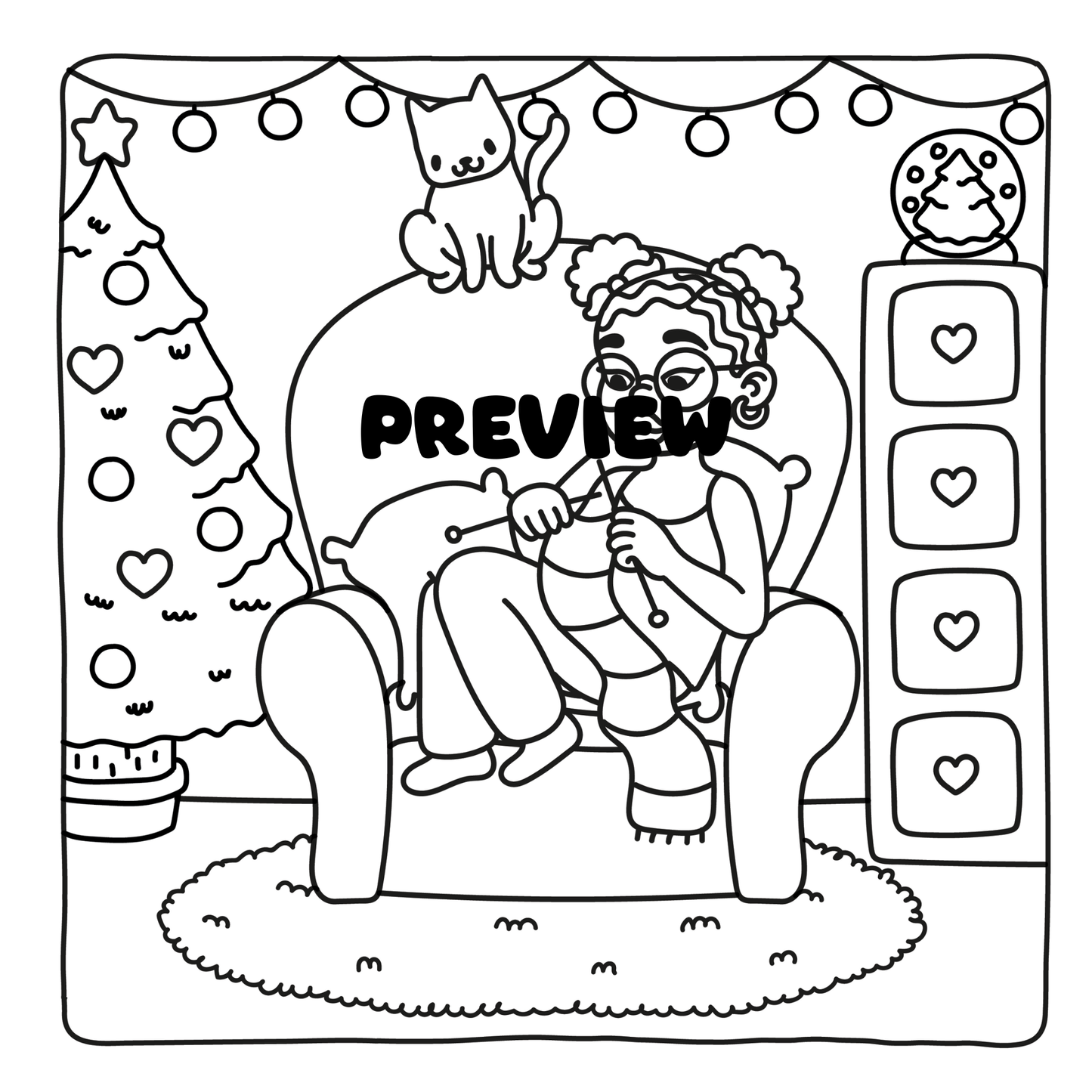 Cozy Christmas Printable Coloring Pages Digital PDF