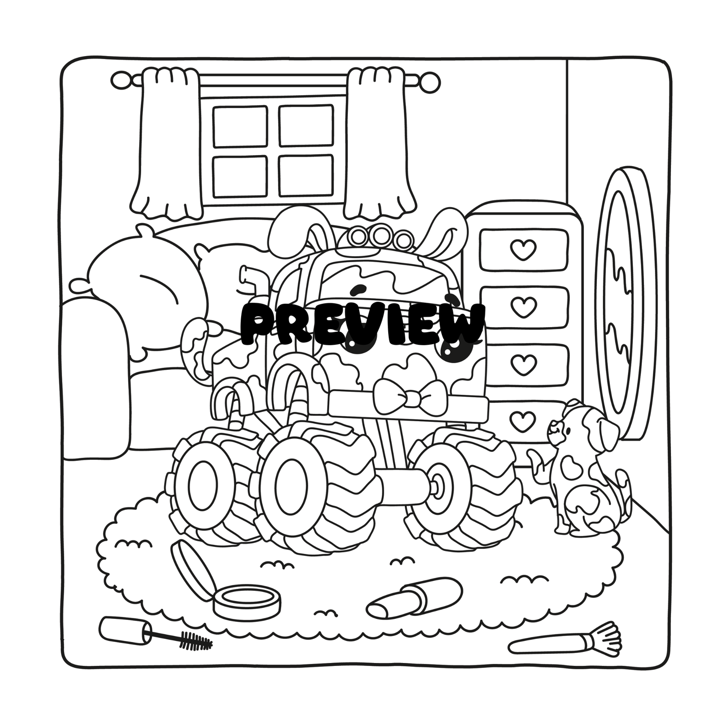 Girly Monster Truck Coloring Book for Kids, PDF