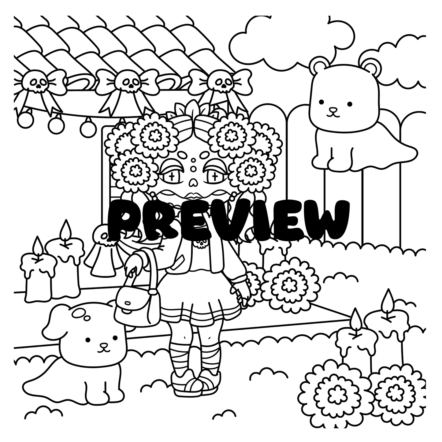 Day of the Dead Digital Coloring Pages PDF