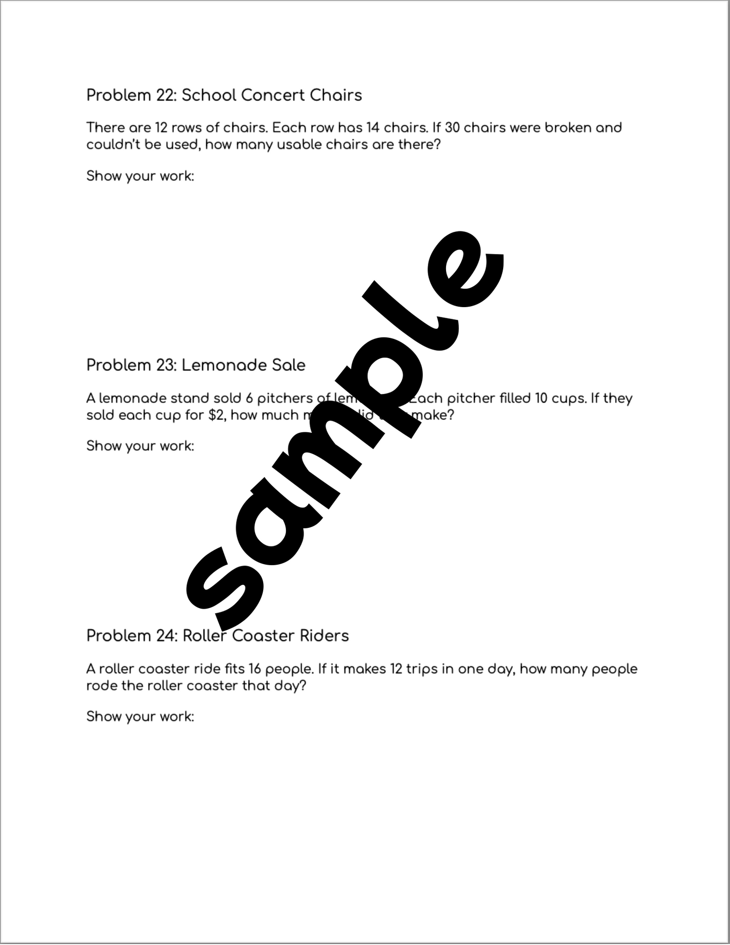 51 Math Word Problems Worksheets 4th Grade with Answer Key | Addition Subtraction Multiplication Division | Instant Download Printable PDF