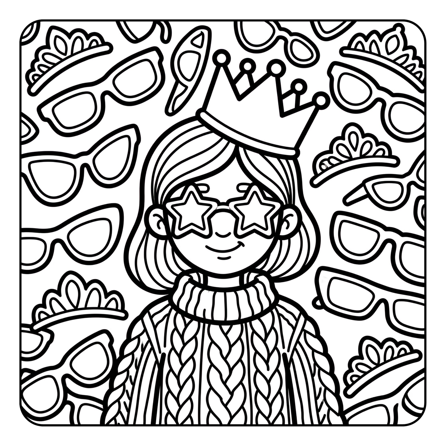 Interior preview pages from 'Bold & Easy Royal Girl Therapy Coloring Book' — printable digital PDF by CMH Publishing