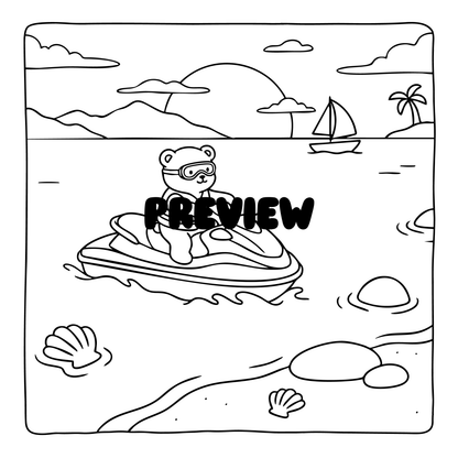 Cozy Animals Beach Vacation Coloring Book