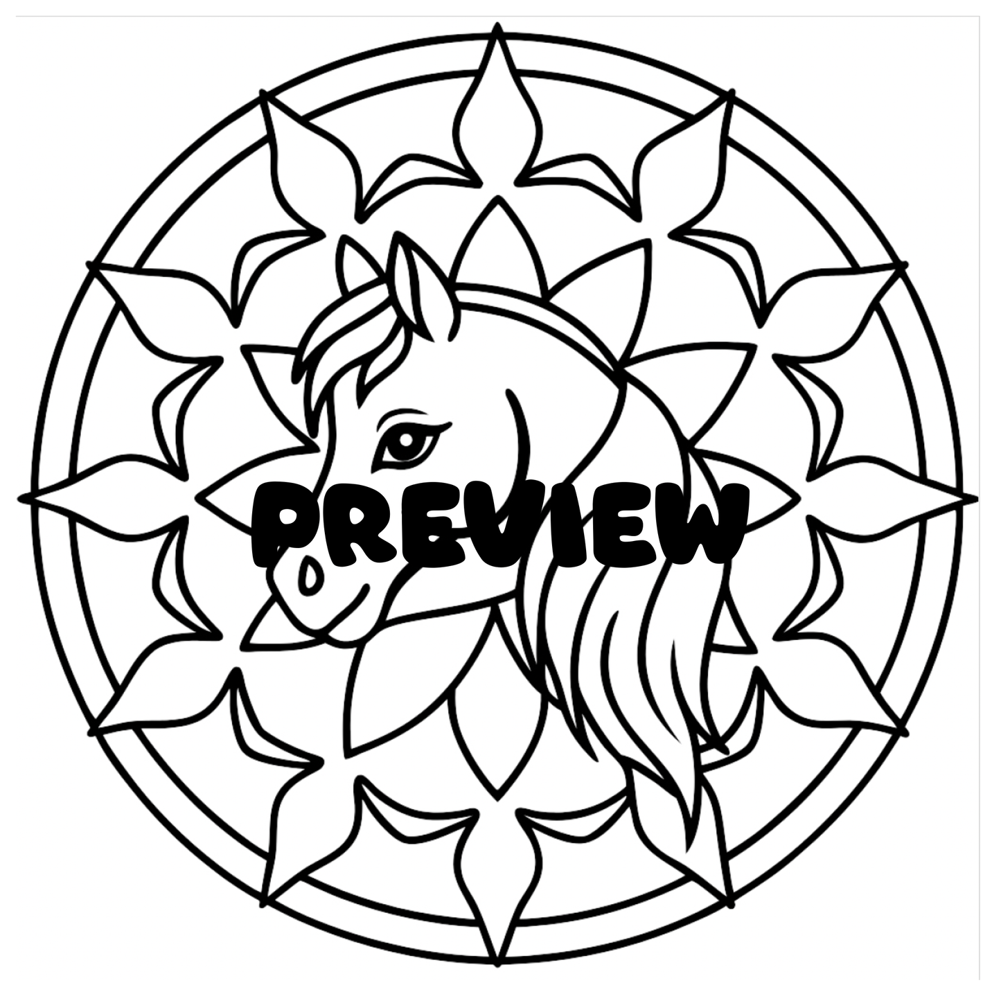Horse Mandala Coloring Book for Kids & Teens, Printable PDF