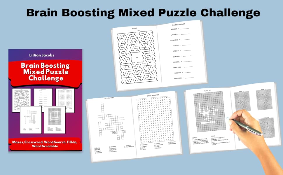 Brain Boosting Mixed Puzzle Challenge for Adults Large Print