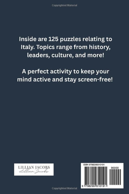 Italy Crossword Puzzle Book for Adults