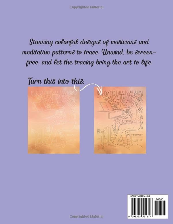 Trace and Tunes Mindful Ink Tracing Book for Adults
