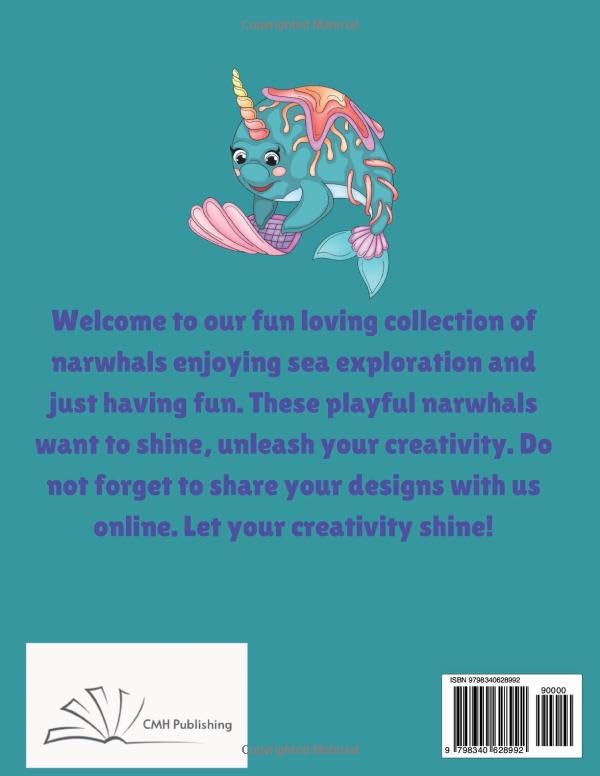 Narwhals At Play Coloring Book: Under The Sea Scenes for Coloring, Teens and Adults