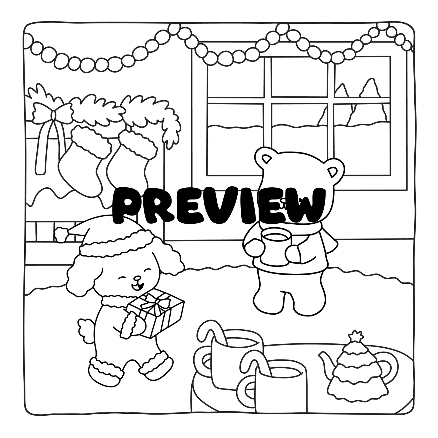 Cozy Christmas Animal Friends Coloring Book Digital PDF