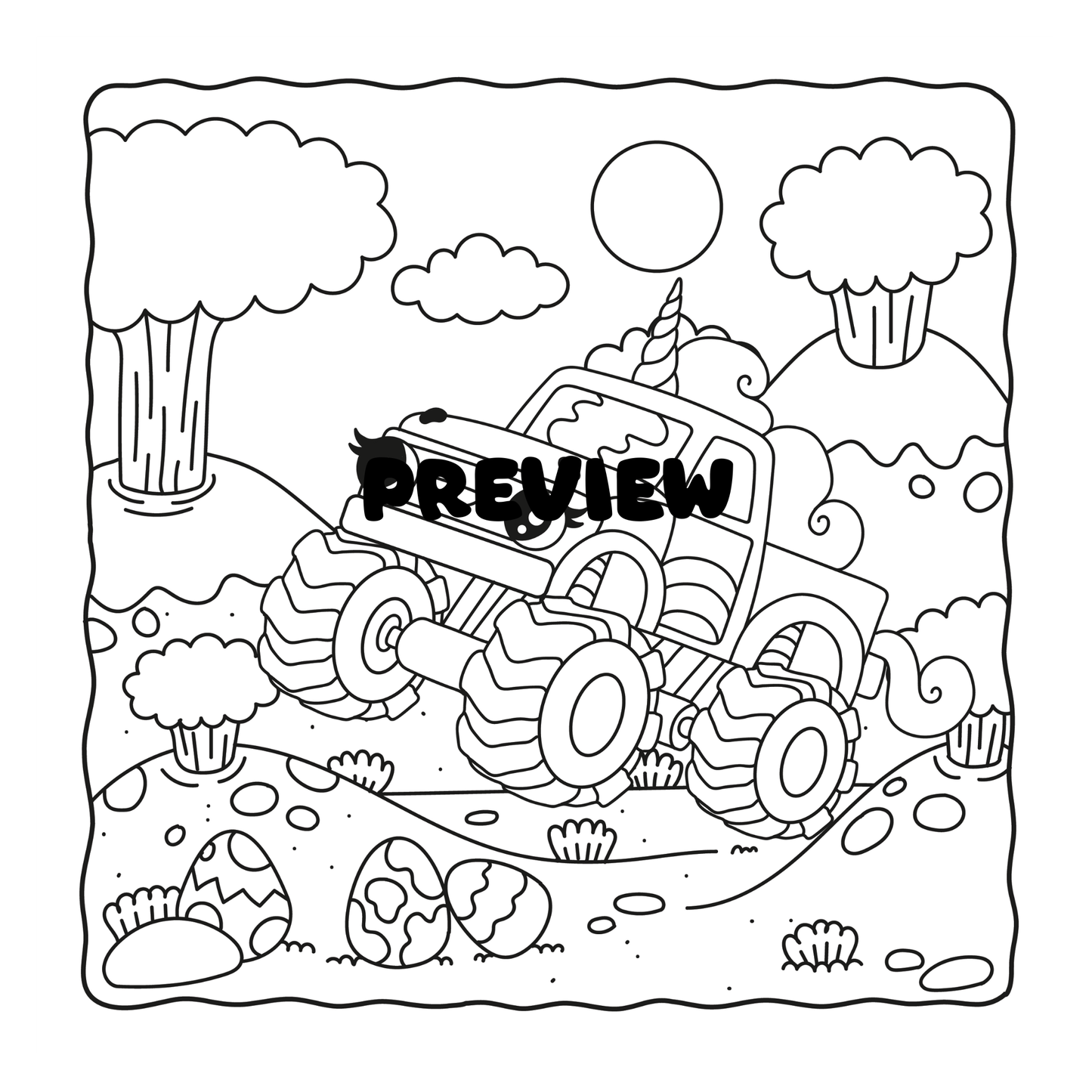 Girly Monster Truck Coloring Book for Kids, PDF