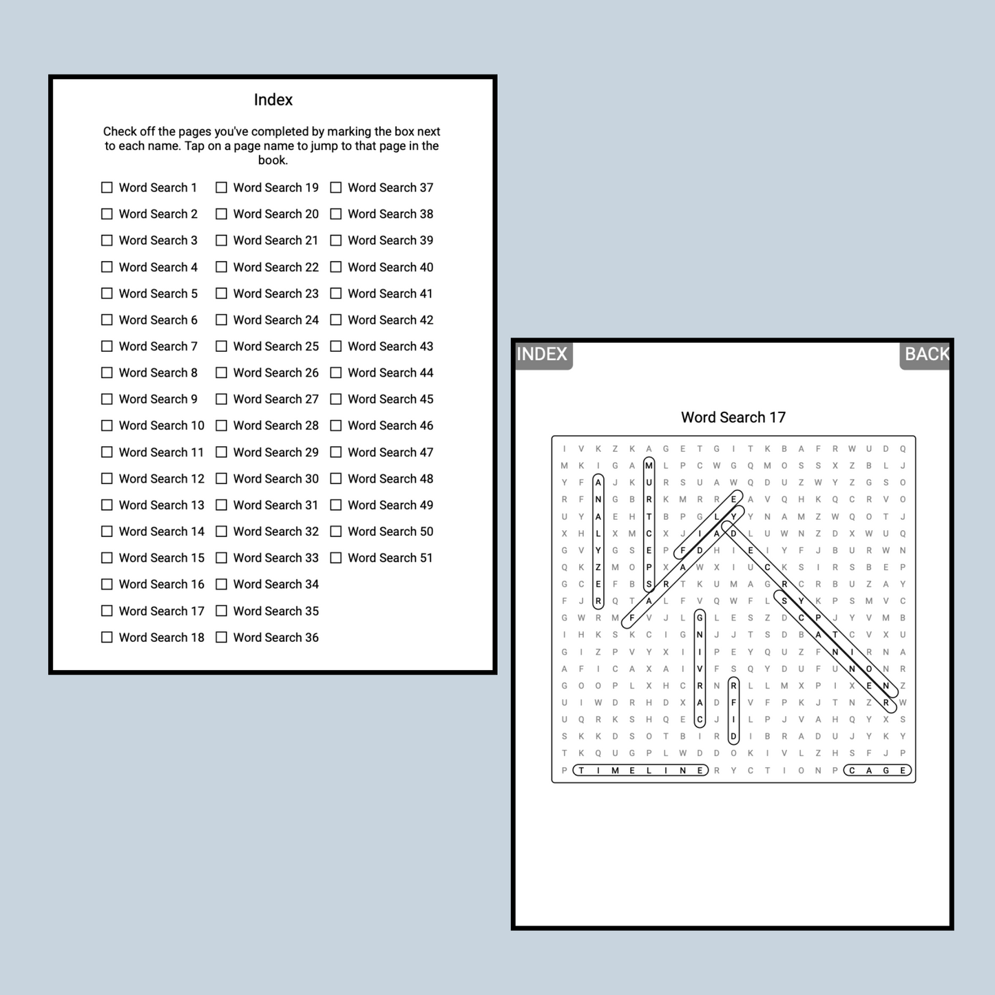 51 Kindle Scribe Word Search Puzzles, Forensics Theme