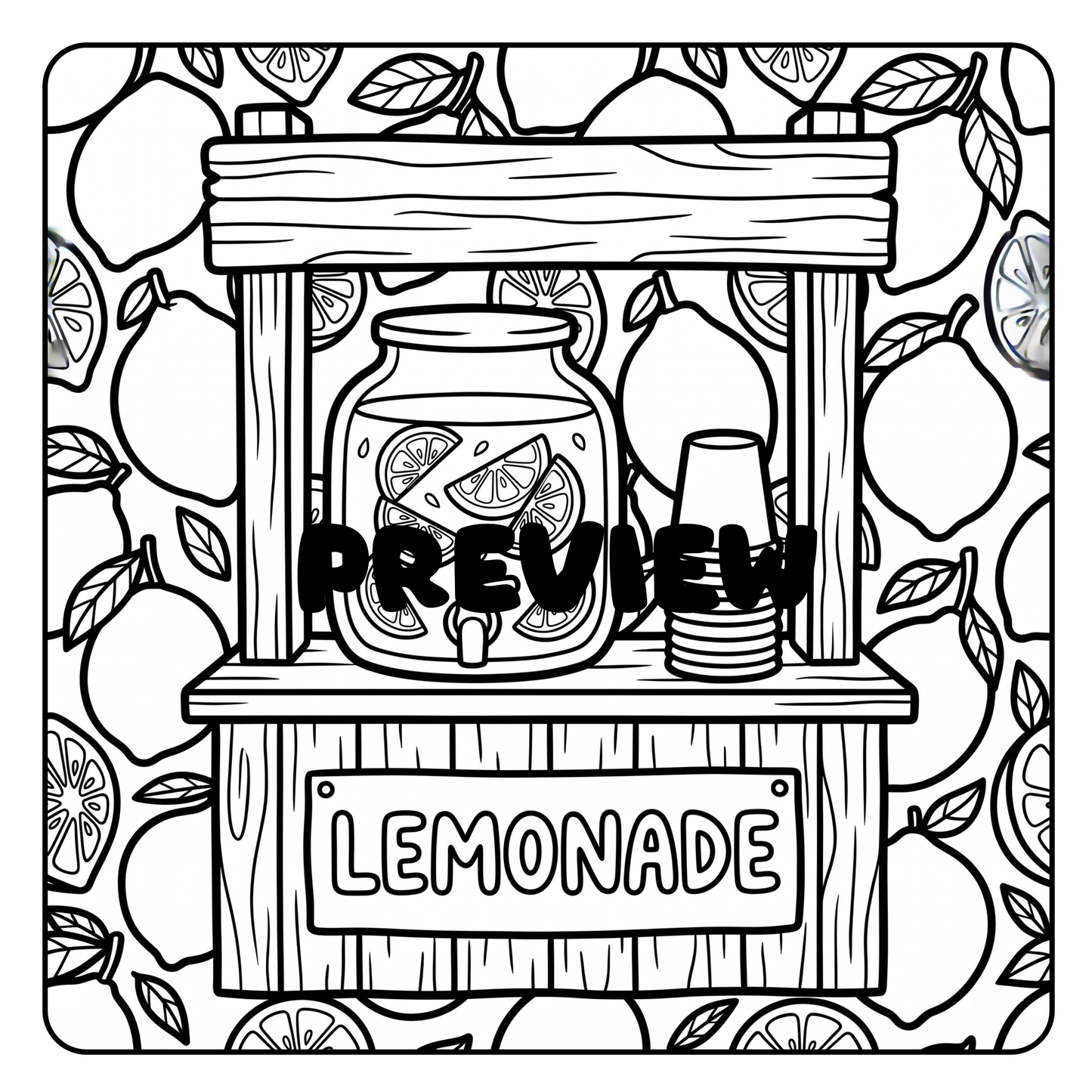 Cozy Coloring Book Market Mornings, Thick Lines, 30 Printable Pages, Digital PDF