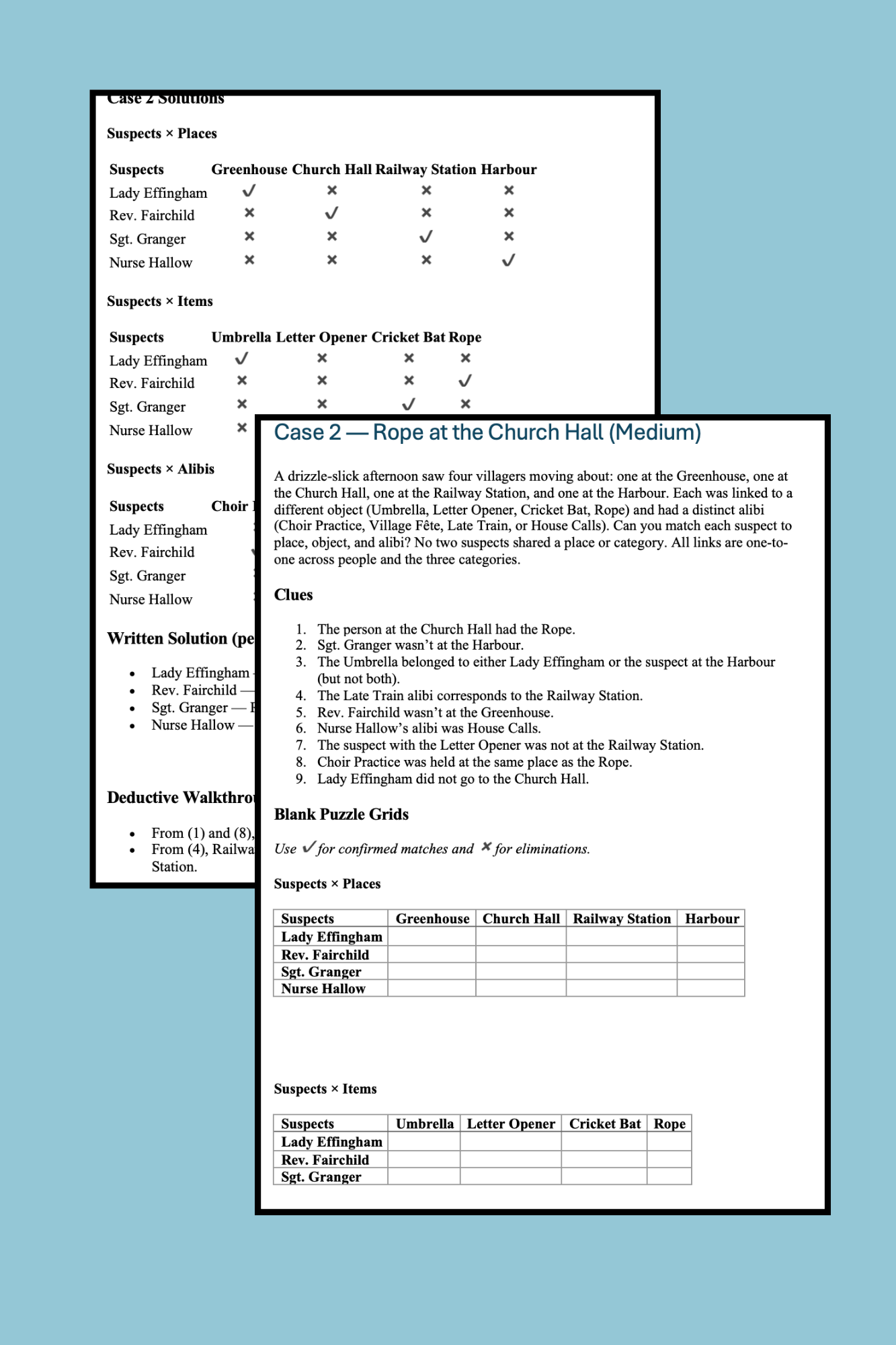 Printable British Crime Logic Puzzles for Adults