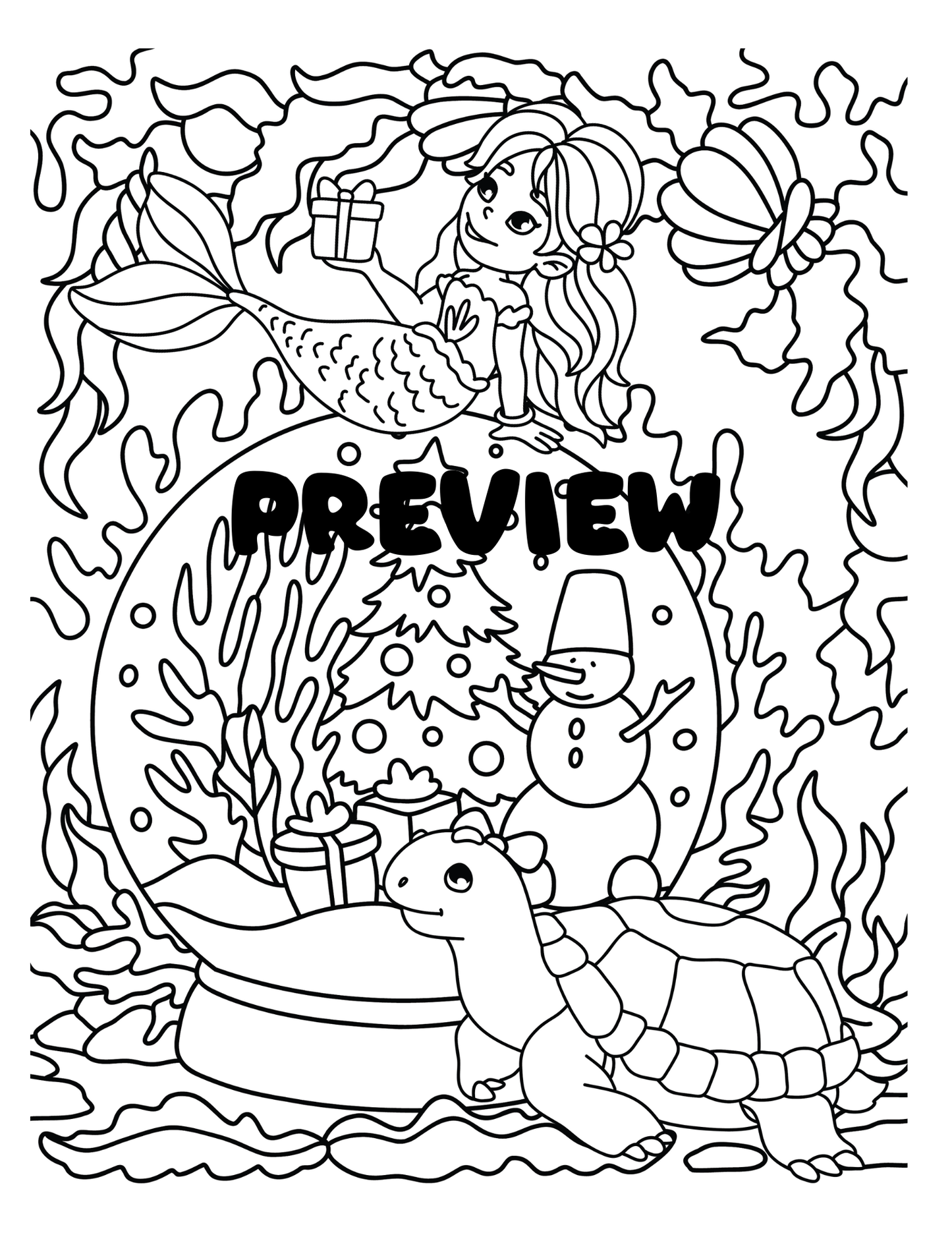 Merry & Bright Christmas Digital PDF Coloring Book