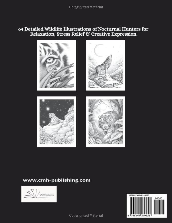 Predators at Night Vol 2: Grayscale Coloring Book