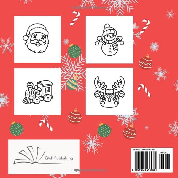 Cute Christmas Easy & Bold Coloring Book for Kids |Thick Line Designs for Relaxation