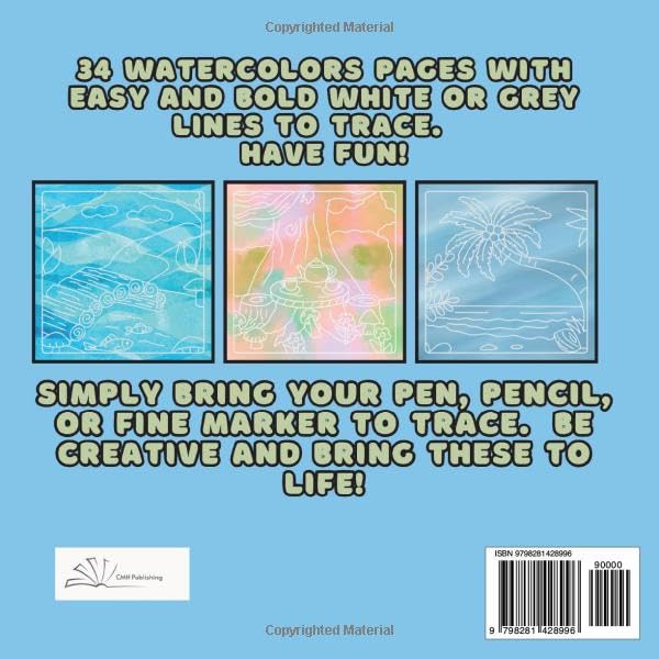 Easy and Bold Ink Tracing Landscapes Book, Mindfulness Trace Coloring Book for Adults